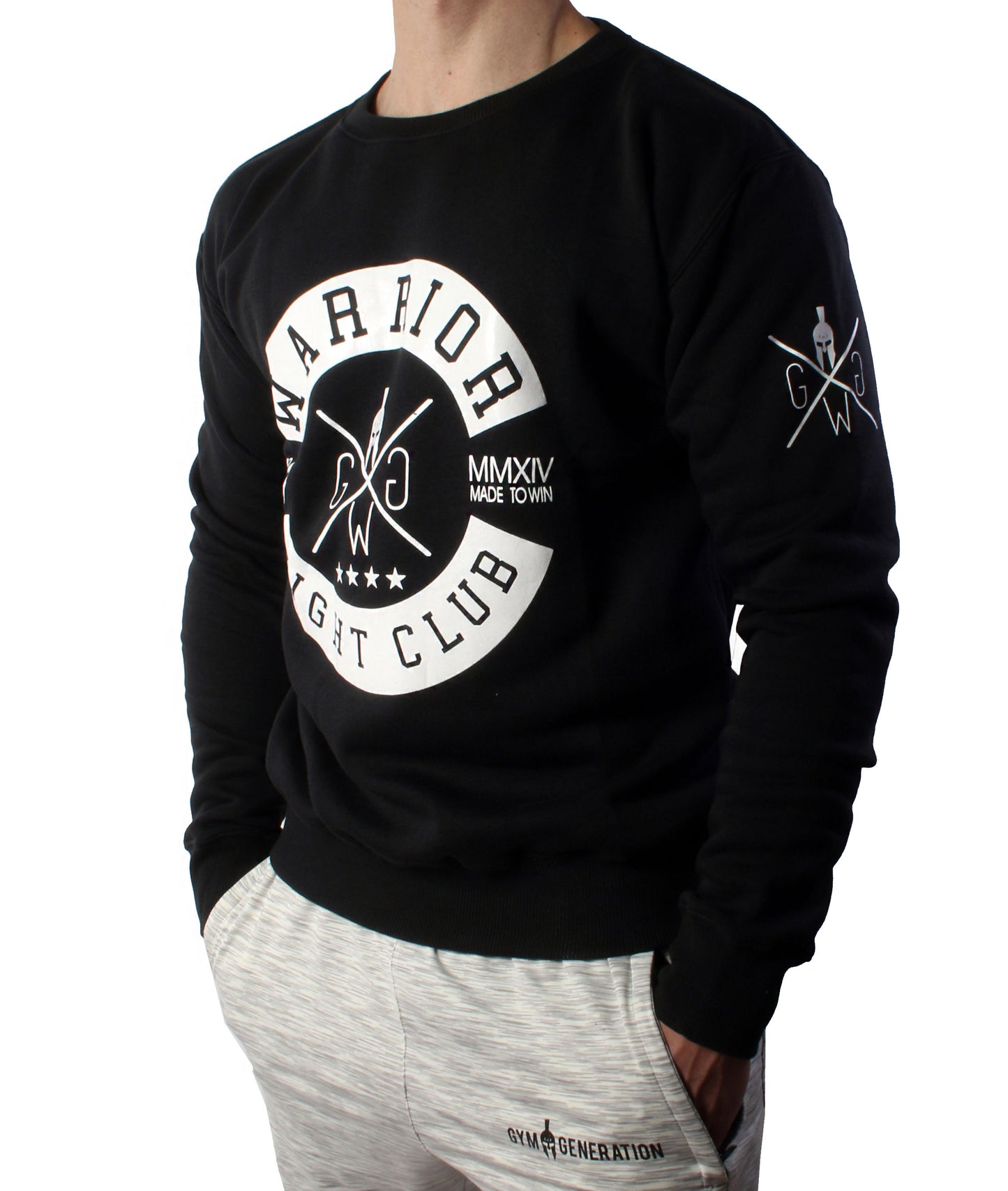 Schwarzes Sweatshirt mit markantem Fight Club-Print, perfekt für das Gym und die Stadt