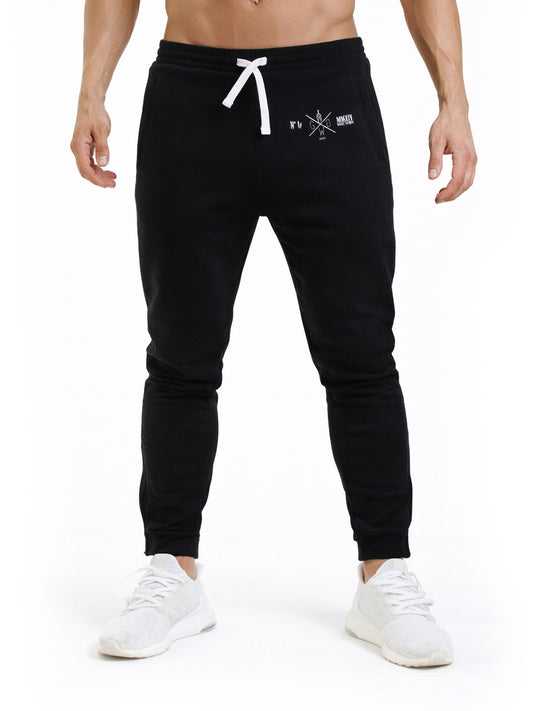 Gym Generation Warrior Trainingshose Herren schwarz – Frontansicht mit schmalem Fit und Kordelzug