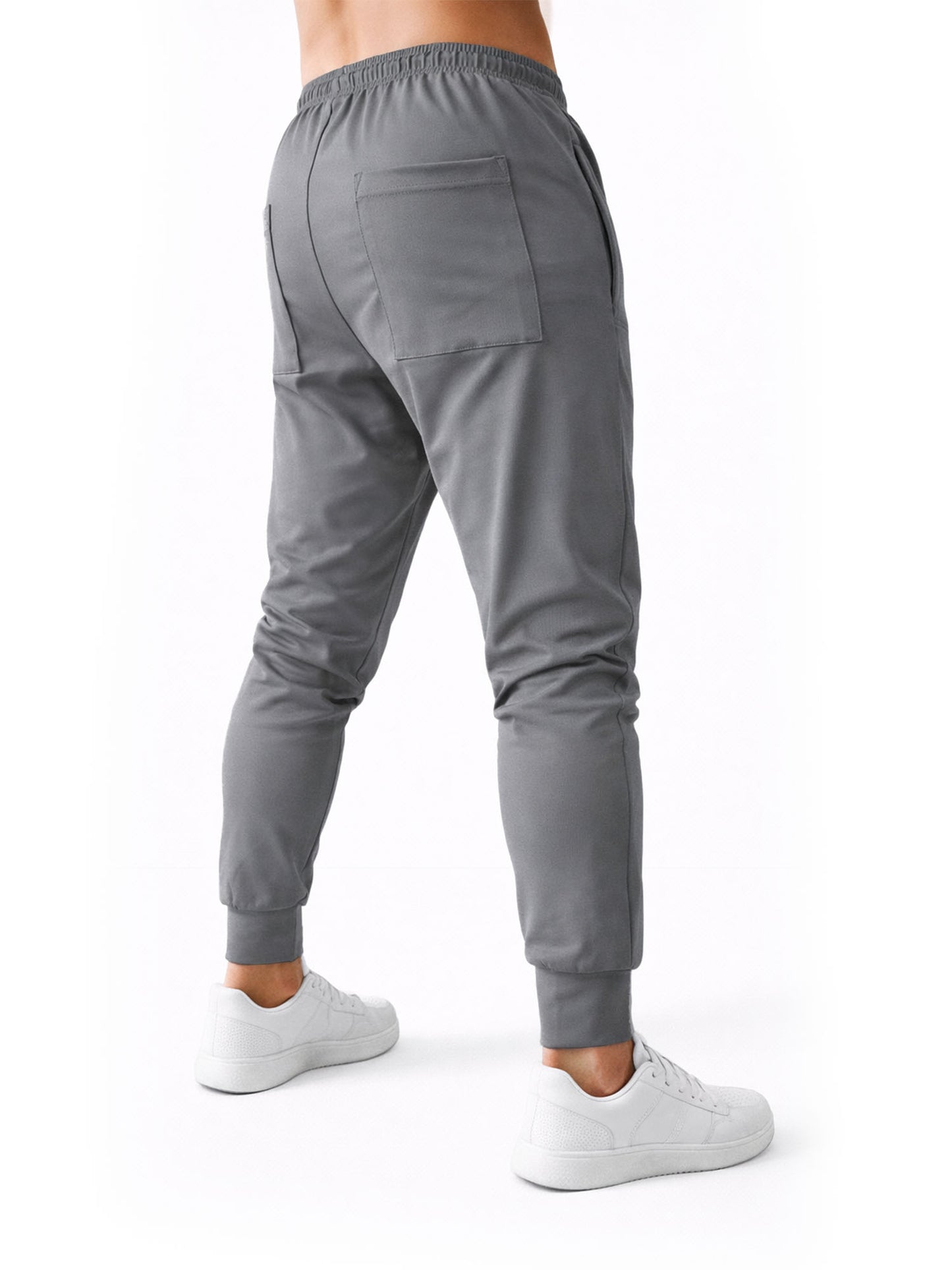 Gym Generation Herren Fitness Trainingshose grau – Rückenansicht mit Gesäßtasche für Gym und Training