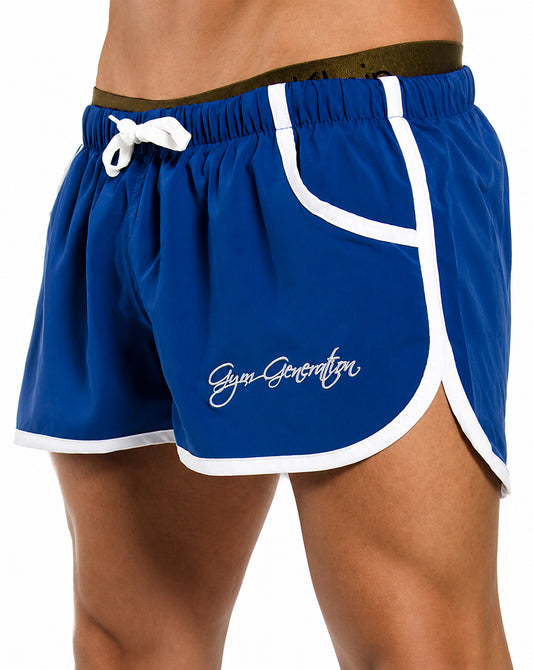 Stylische blaue Gym Shorts von Gym Generation, ideal für Fitnesscenter und Freizeit, mit optimaler Beinfreiheit und Innennetz für zusätzlichen Halt.