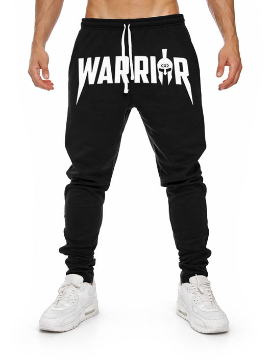 Gym Generation Warrior Trainingshose Herren schwarz – Frontansicht mit großem WARRIOR Print