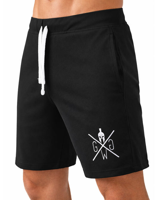 Gym Shorts schwarz Herren von Gym Generation Seitenansicht – leichte Fitness Shorts mit Kordelzug für Training, Workout und Fitnessstudio