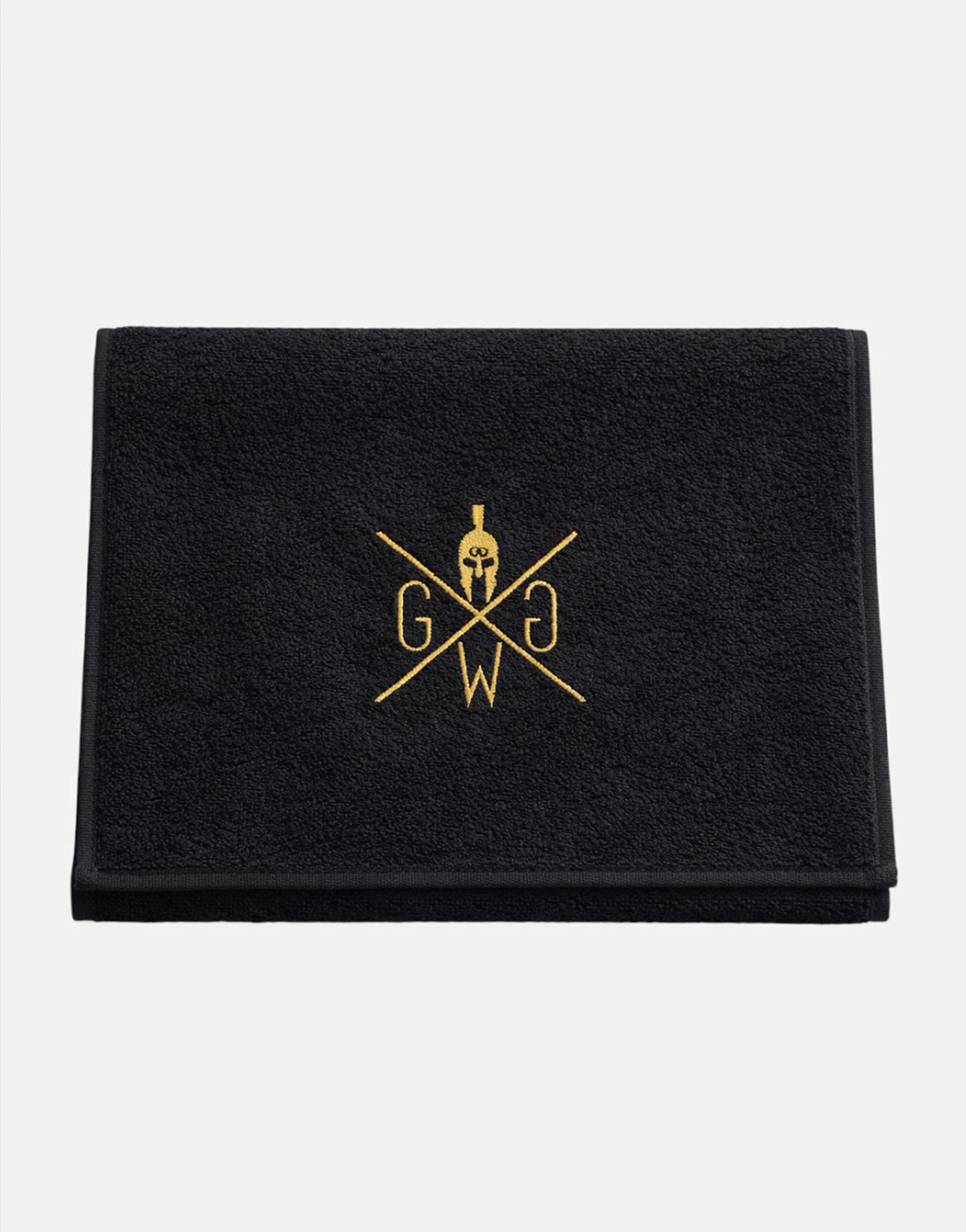 Hochwertiges Gym Generation Sporthandtuch in Schwarz mit edler Gold-Stickerei – saugfähiger Premium-Frottee, langlebige Verarbeitung für intensives Training