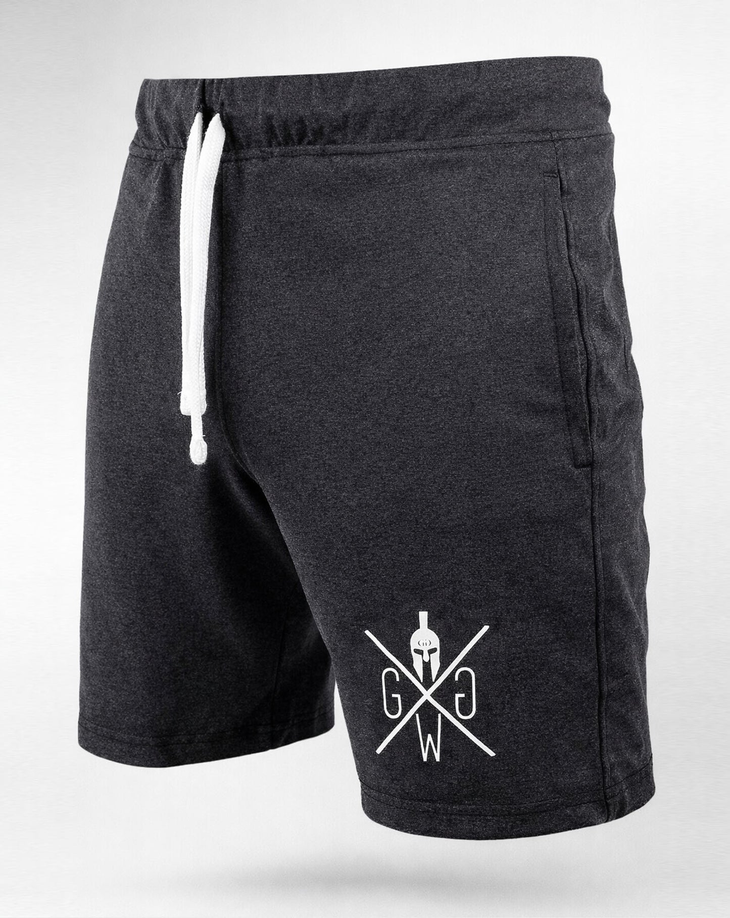 Gym Shorts dunkelgrau Herren von Gym Generation mit Logo – leichte Fitness Shorts mit Kordelzug für Workout, Training und Fitnessstudio