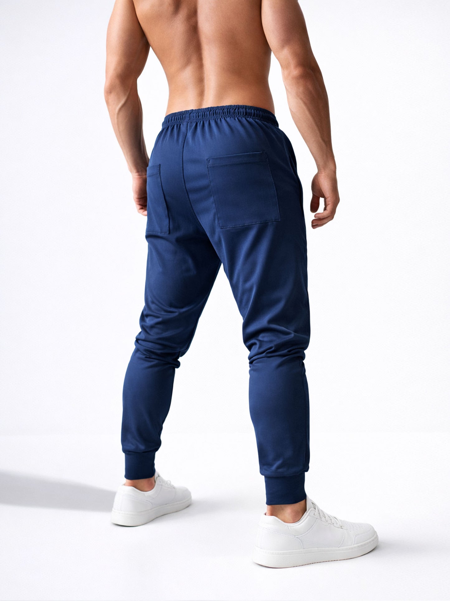 Gym Generation Herren Fitness Trainingshose navy blau – Athleten Rückenansicht für Gym, Workout und Training