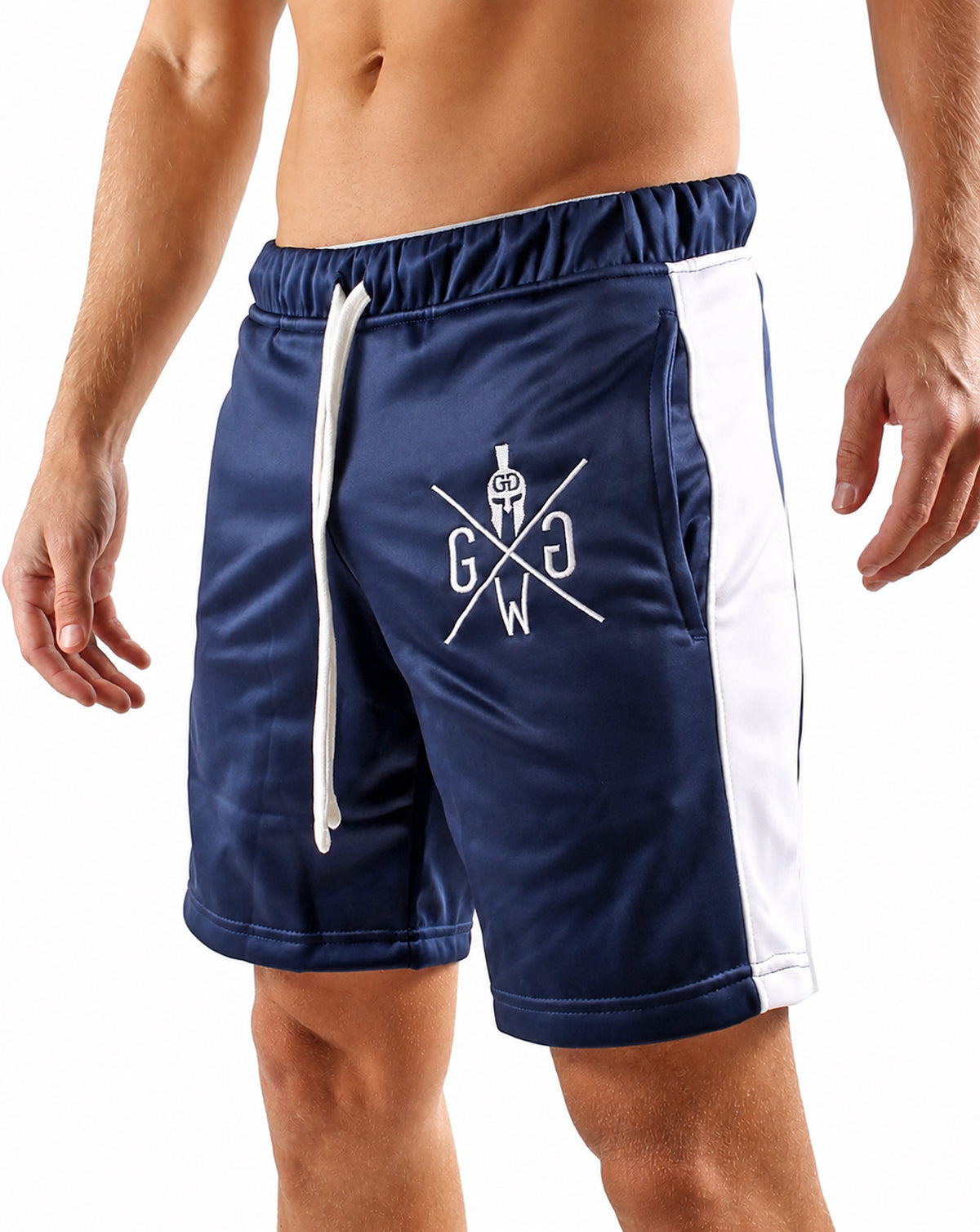 Kurze Herren Sporthosen für Fitness und Freizeit von Gym Generation in Navy Blau