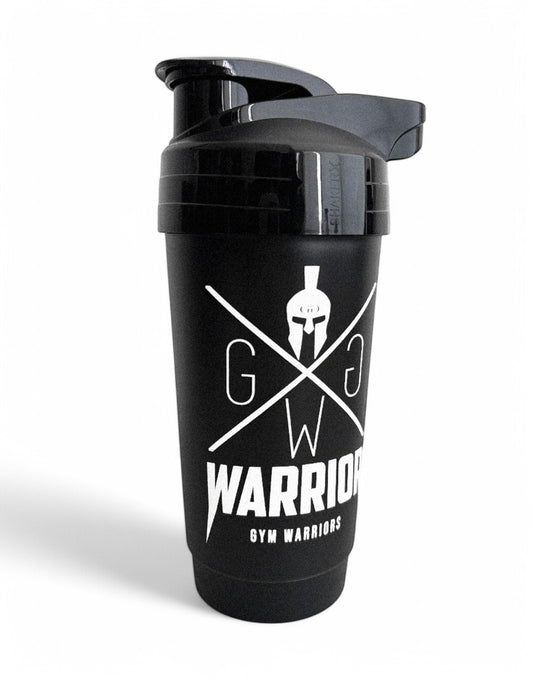 Gym Generation Warrior Protein Shaker – Schwarzer Shaker, perfekt für Sport, Training und Eiweiß-Drinks, mit kraftvollem Warrior-Logo.