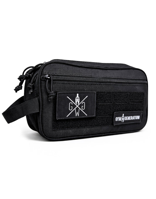 Kulturbeutel schwarz Gym Generation – robuster wasserabweisender Necessaire mit mehreren Fächern für Reisen, Sport und Fitnessstudio