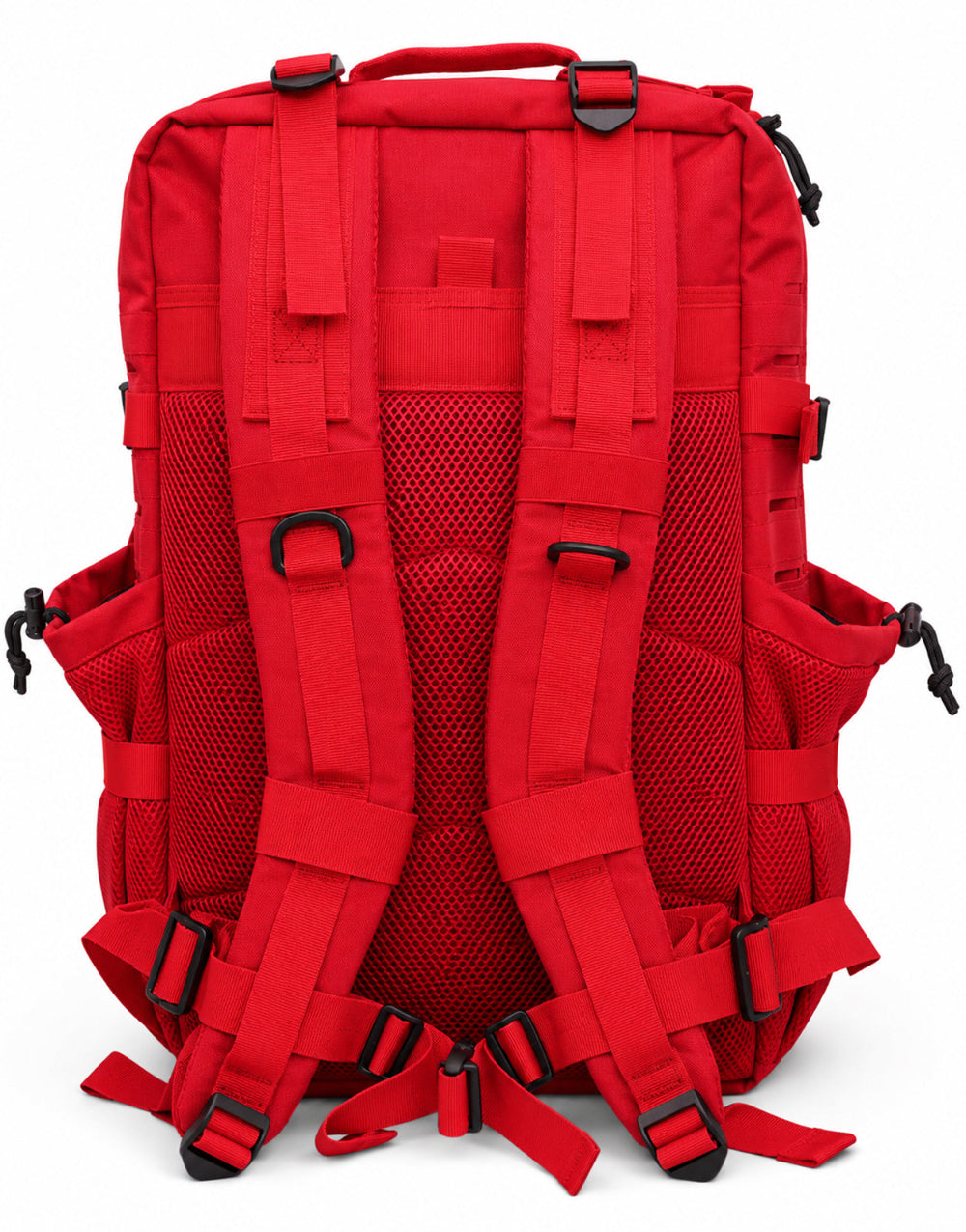 Fitness Rucksack Rot von Gym Generation, Rückansicht mit gepolstertem Tragesystem und belüftetem Mesh-Rücken