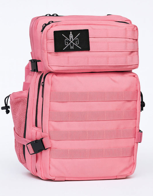 Gym Generation Traveler Rucksack in Strawberry Pink mit MOLLE-Panel, Fronttaschen und seitlichen Meshfächern – strapazierfähiger Fitness- und Lifestyle-Backpack