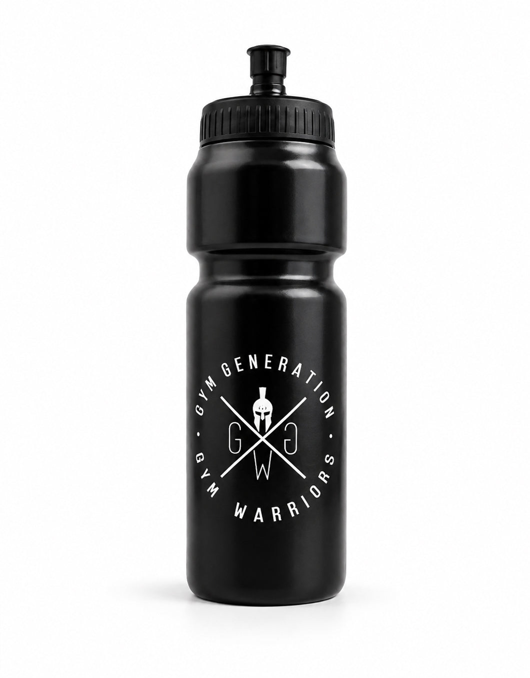 Sportflasche Schwarz 750 ml mit Push-Pull-Verschluss und weissem Gym Generation Logo – Trinkflasche für Sport und Gym
