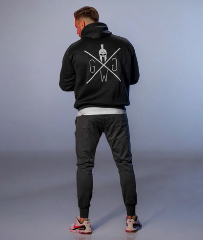 Stylischer und funktionaler Fitness Hoodie mit modischen Bändeln für Männer
