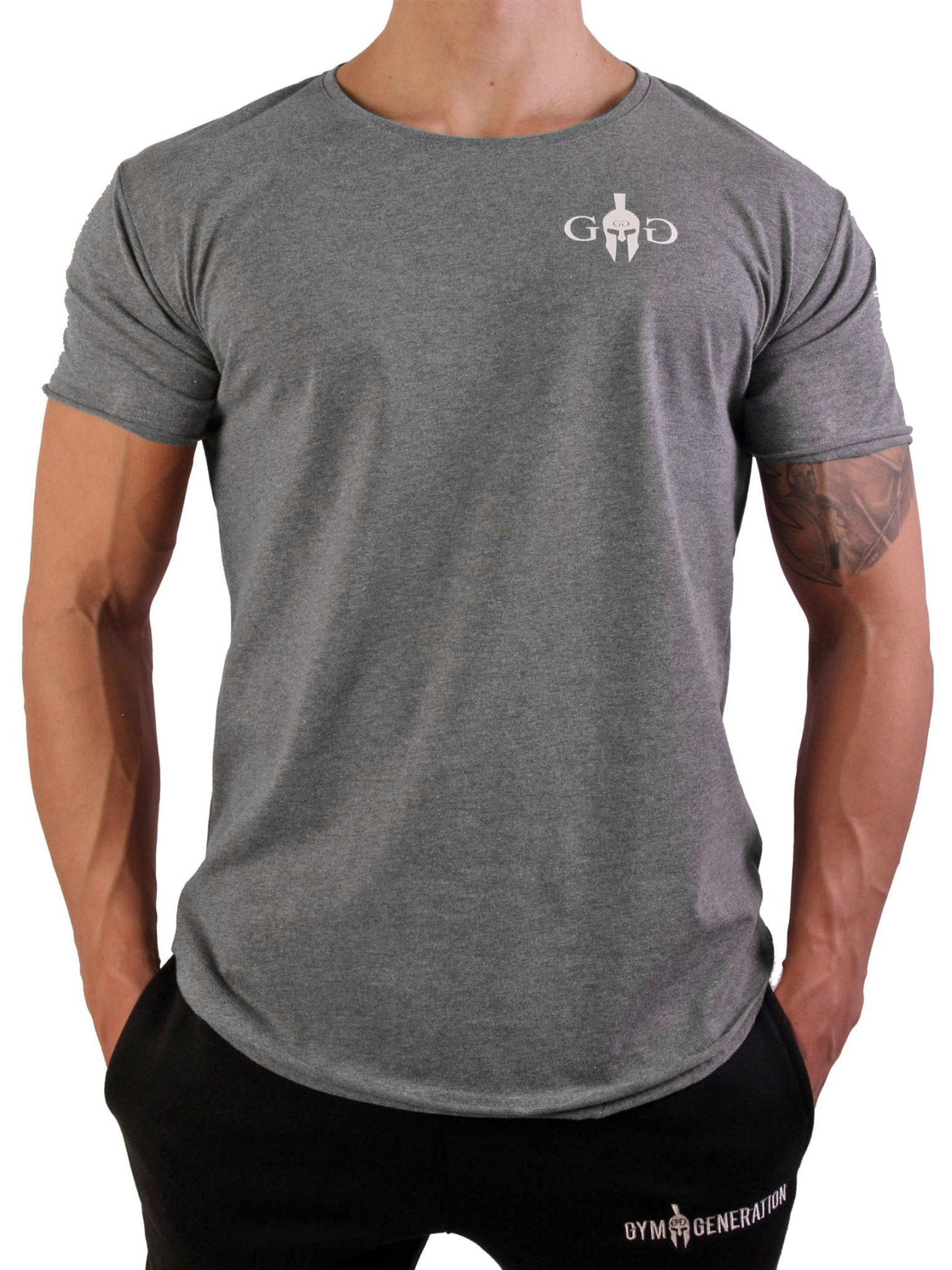 ym T-Shirt für Herren in Storm Grau – Fitness T-Shirt aus atmungsaktiver Baumwolle mit modernem Logo-Print