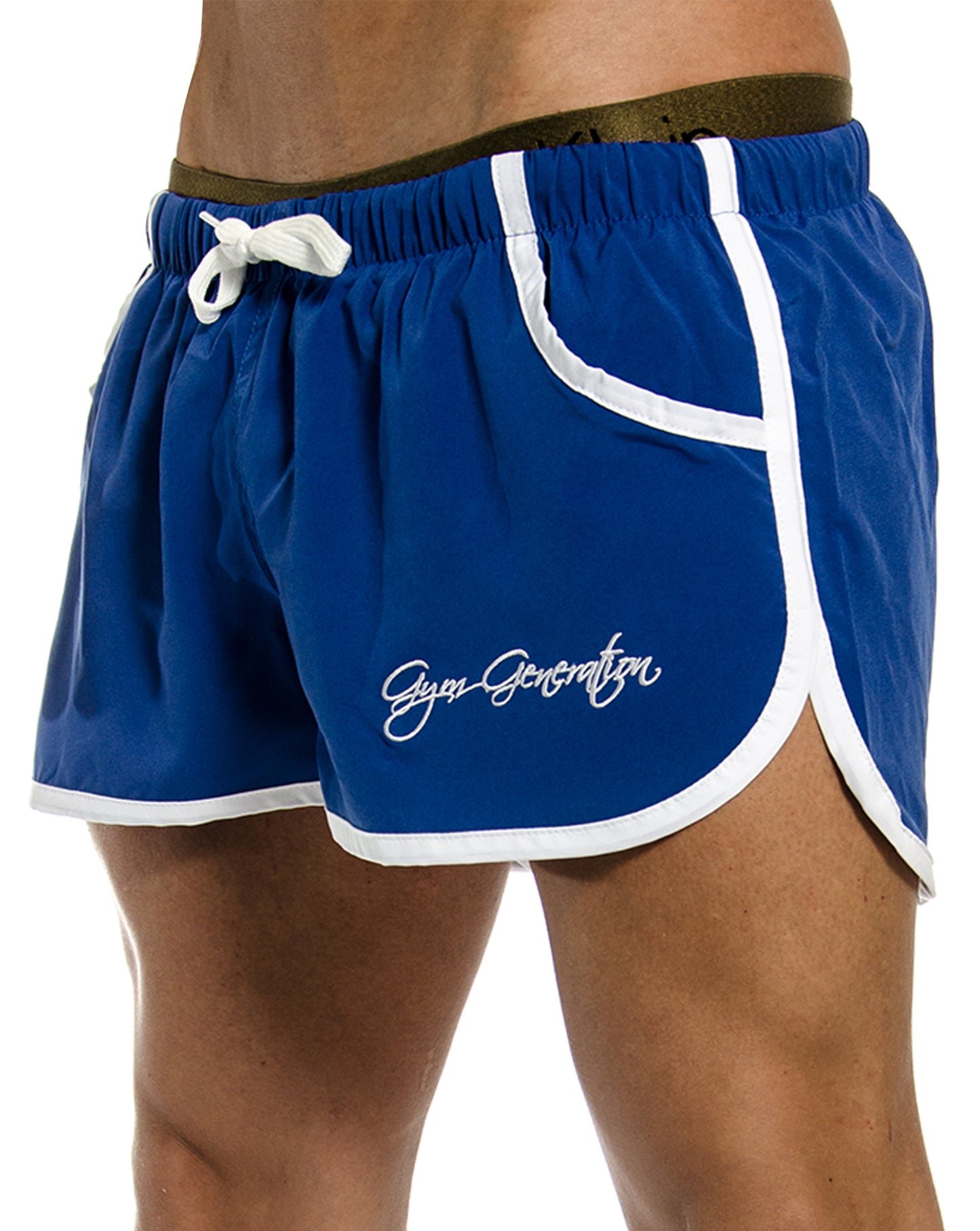 Stylische blaue Gym Shorts von Gym Generation, ideal für Fitnesscenter und Freizeit, mit optimaler Beinfreiheit und Innennetz für zusätzlichen Halt.