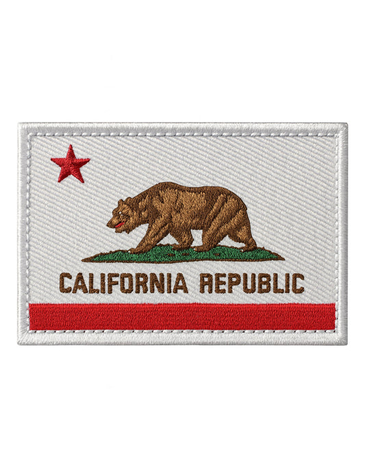 California Republic Patch – Kalifornien Flagge mit Bär und rotem Stern, bestickter Aufnäher im Wappen-Design. Hochwertiger USA Patch mit Klettverschluss, ideal für Rucksack, Jacke, Militär, Outdoor, Streetwear & Sammler.