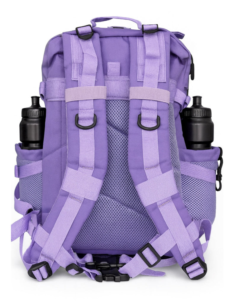 Gym Generation Explorer Fitness Rucksack in Lavendel mit gepolsterten Schultergurten, Mesh-Rückenpolster und seitlichen Trinkflaschenhaltern – ergonomischer Sport-Backpack