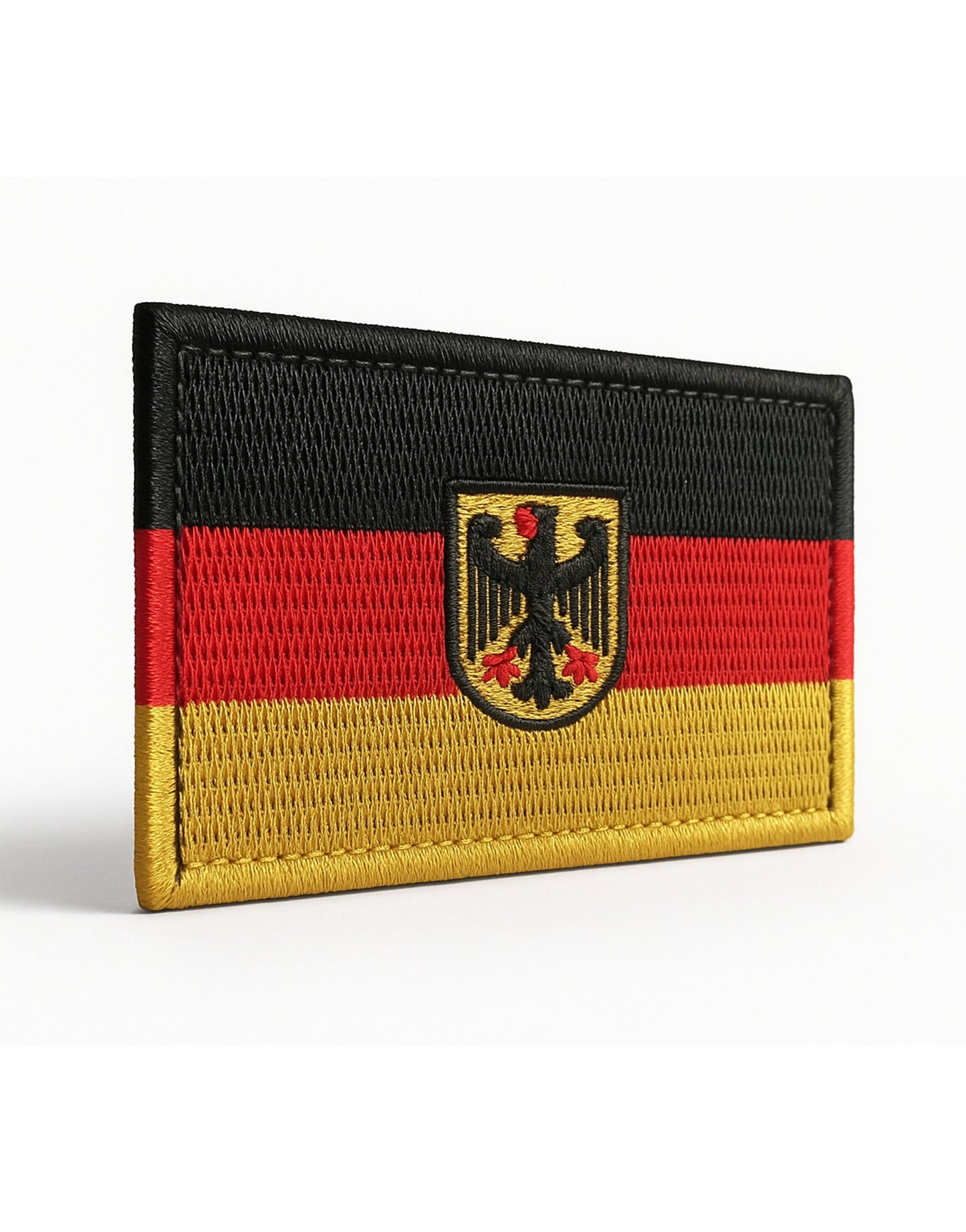 Schwarz-Rot-Gold Deutschland Patch, Premium Stickqualität mit zentralem Bundesadler, Klettsystem für Rucksack, Jacke und Training Bag, perfektes Accessoire für sportliche und taktische Anwendung.