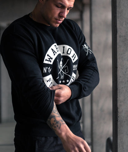 Schwarzes Sweatshirt mit markantem Fight Club-Print, ideal für Fitness und Streetwear
