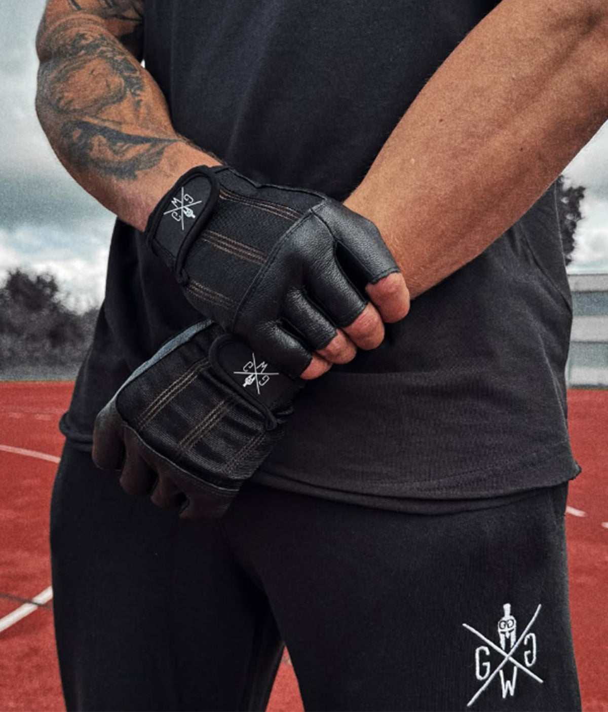 Trainingshandschuhe aus Leder - Schwarz