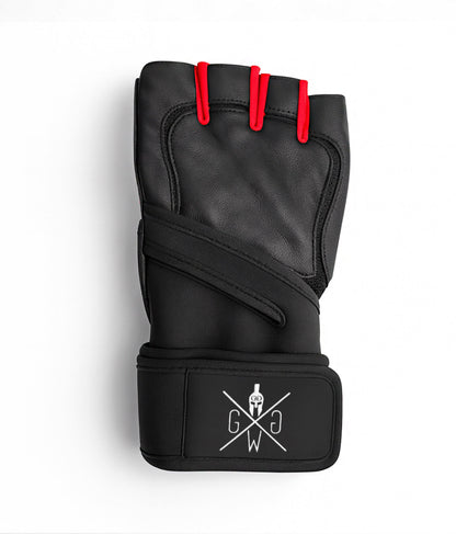 Gym Training Gloves Schwarz aus Leder mit Handgelenkbandage – ergonomische Fitnesshandschuhe für Gewichtheben, Hanteltraining & Crossfit