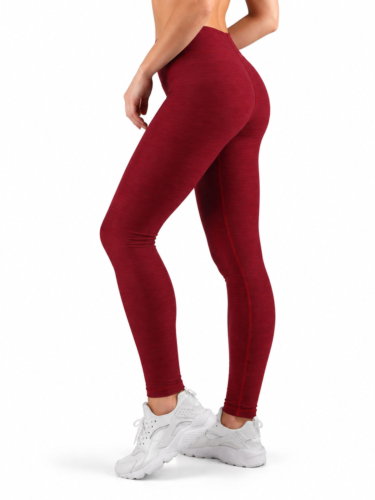 Leggings Bordeaux Damen in der Rückansicht von schräg, figurnaher Schnitt bis zum Knöchel, Gym Generation