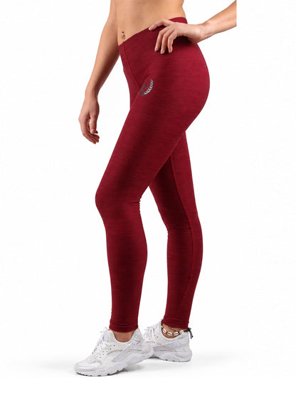 Sport Leggings Bordeaux Damen von der Seite, knöchellang und figurnah geschnitten, Gym Generation