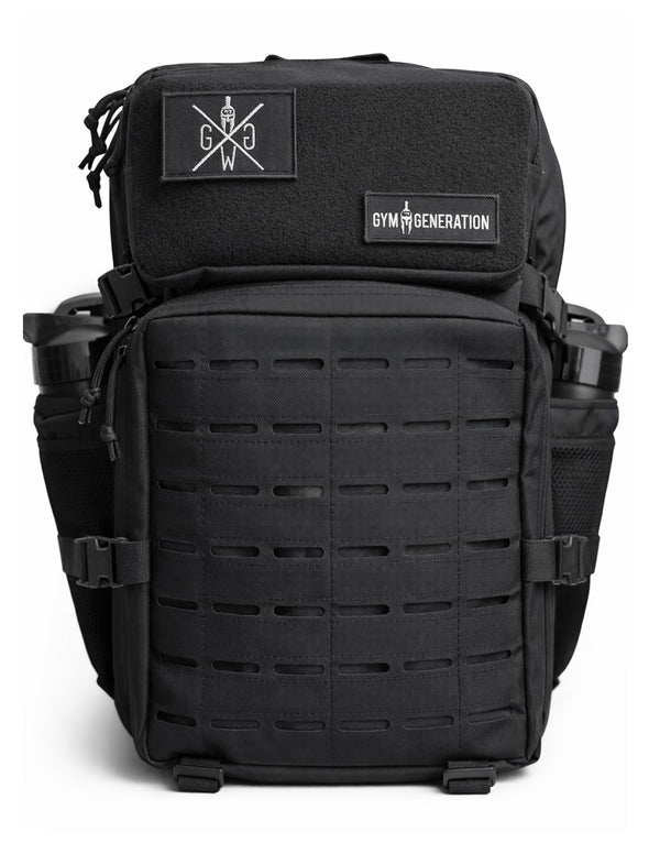 Gym Rucksack Schwarz – 45L Fitness- und Outdoor-Rucksack von Gym Generation, ideal für Training, Fitness und Alltag, mit personalisierbaren Patches.