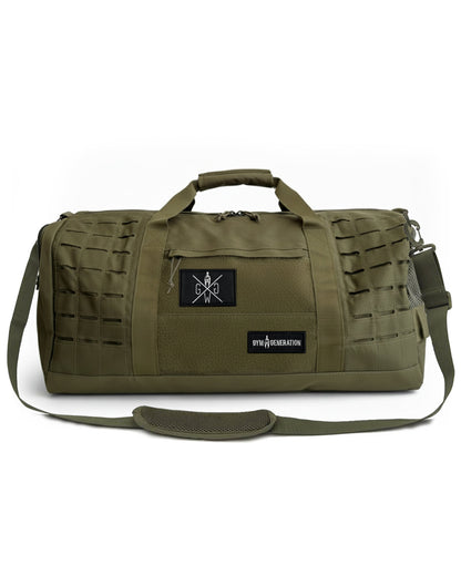 Gym Tasche Olive – Sporttasche mit separatem Schuhfach und Klettfläche für Patches, perfekt für Fitness, Reisen und Outdoor-Aktivitäten.