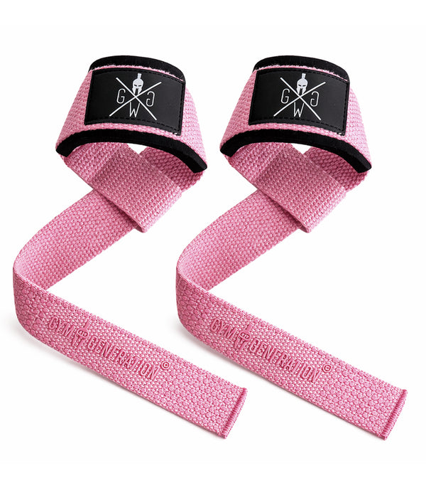 Cinghie da sollevamento rosa di Gym Generation per lo stacco