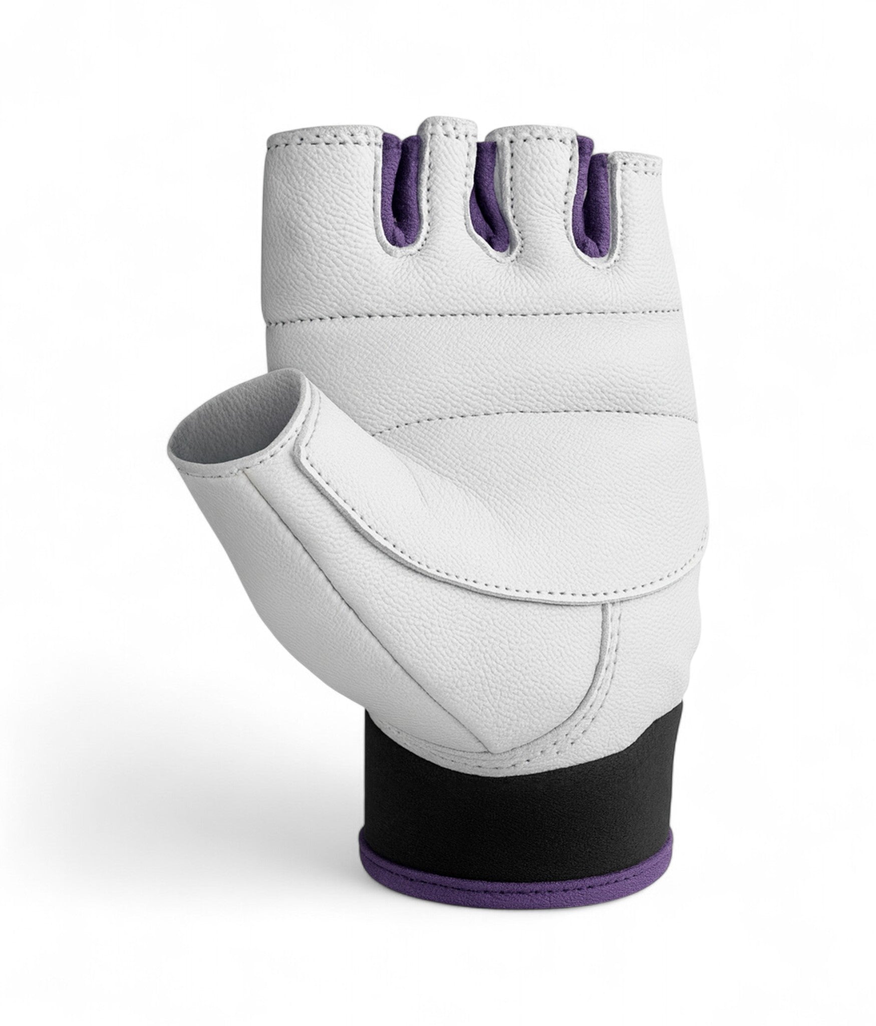Sportliche Damen Trainingshandschuhe Weiß-Lila – Gym Generation Fitness Handschuhe mit Bandage & Polsterung für Muskelaufbau & Functional Training