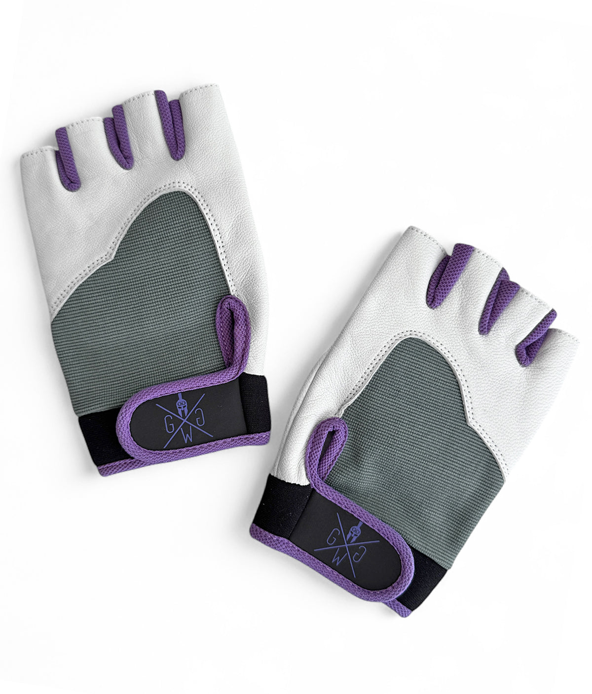 Fitnesshandschuhe Damen Leder – Weiss mit Lavendel – Gym Generation