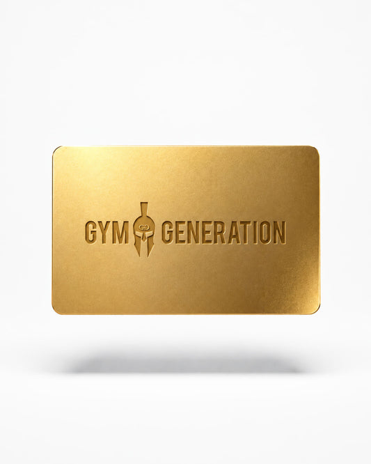 Gym Generation digital gift card – gold card with embossed logo