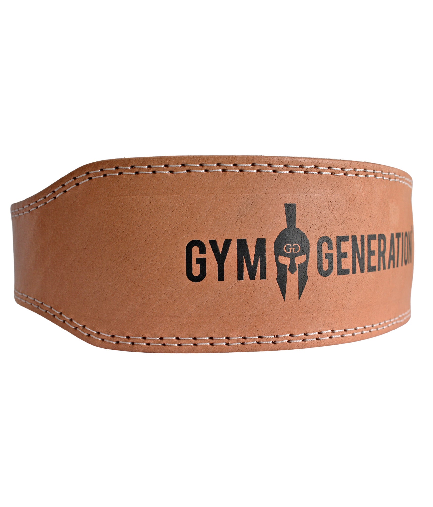 Gym Generation Gewichthebergürtel aus Leder mit robuster Naht und stilvollem Logo, ideal für maximale Unterstützung beim Gewichtheben.