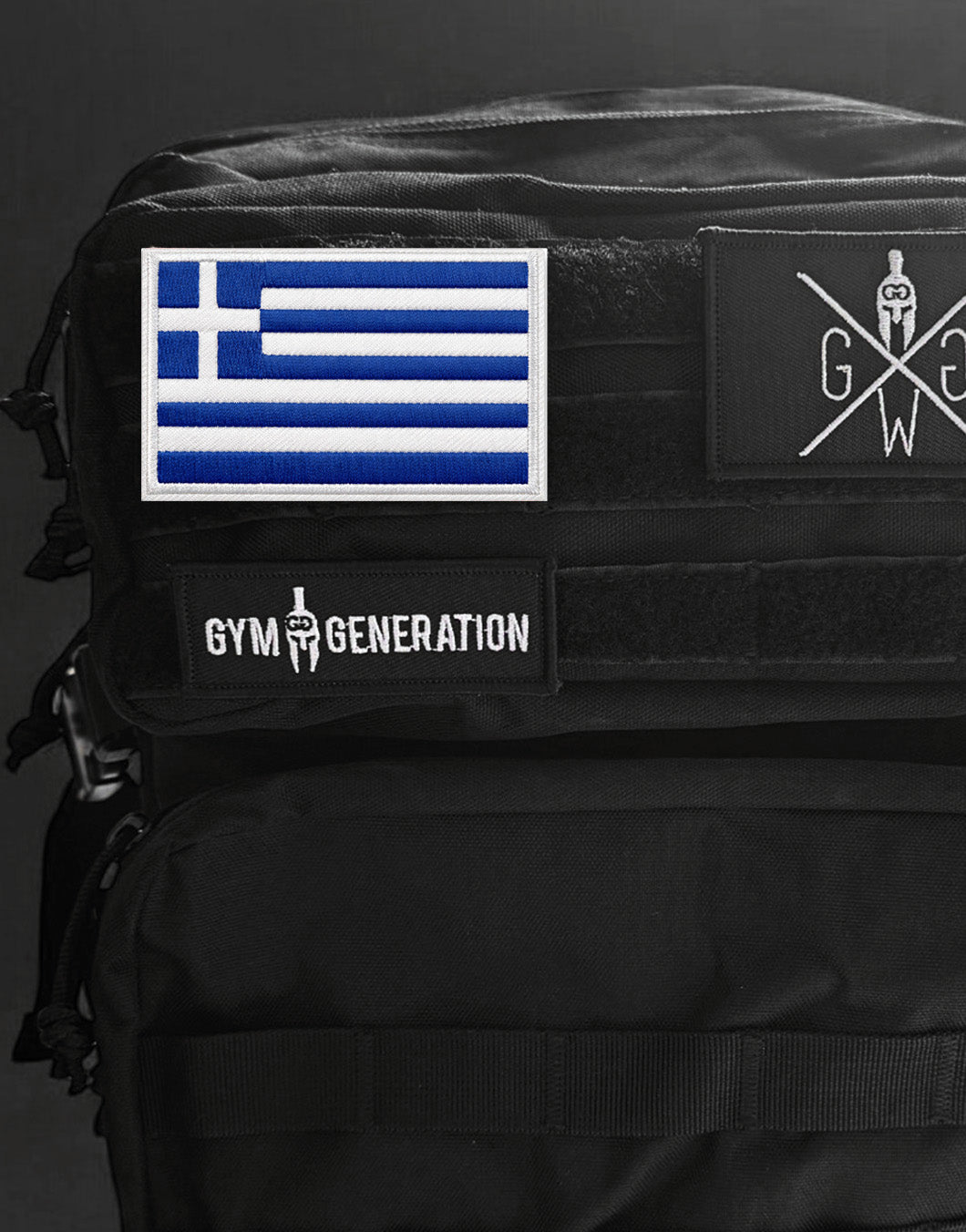 Griechenland Flaggen Patch auf Tactical Rucksack – Klettpatch für Gym, Training und Outdoor von Gym Generation