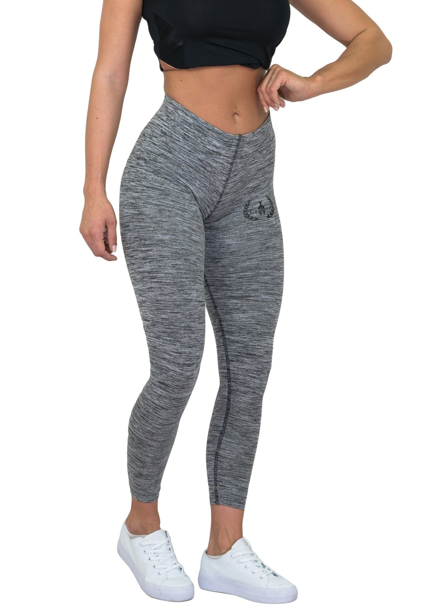 Graue Damen Fitness Leggings mit elastischem Bund von Gym Generation