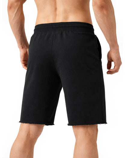 Rückansicht der schwarzen Fitness Shorts für Herren von Gym Generation – klassische Gym Shorts mit elastischem Bund und cleanem Schnitt