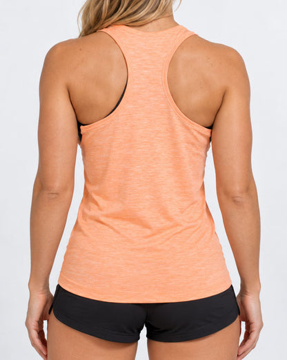Sport Tank Top Damen Apricot meliert in der Rückansicht mit Racerback, nahtloses Fitness Top von Gym Generation
