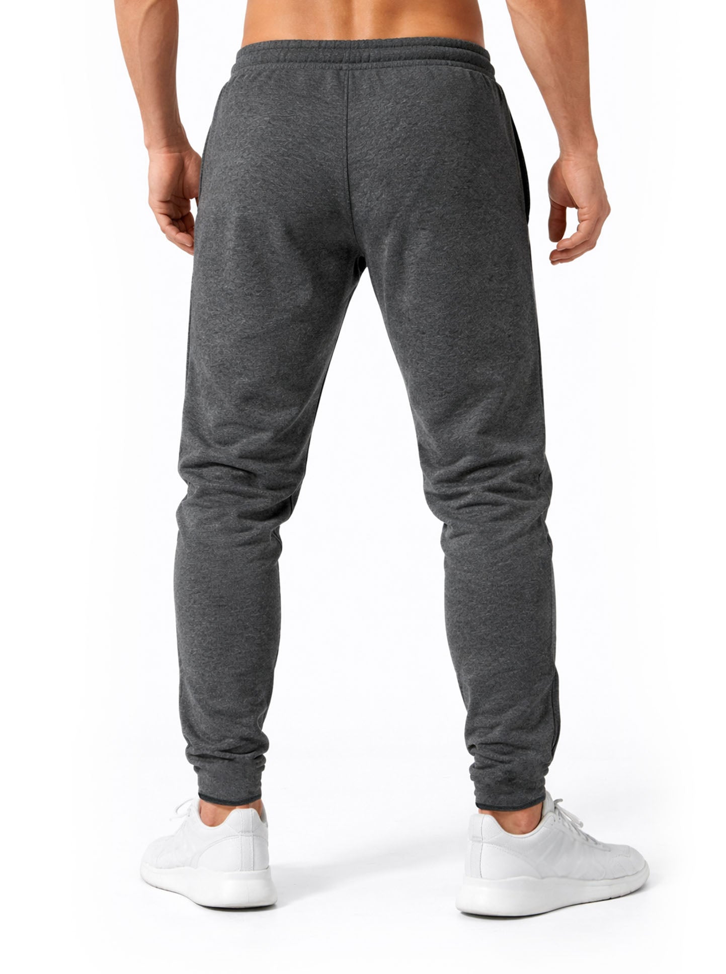 Rückansicht der Gym Generation Herren Jogginghose in Dunkelgrau mit sportlicher Passform, Trainingshose für Fitnessstudio und Krafttraining