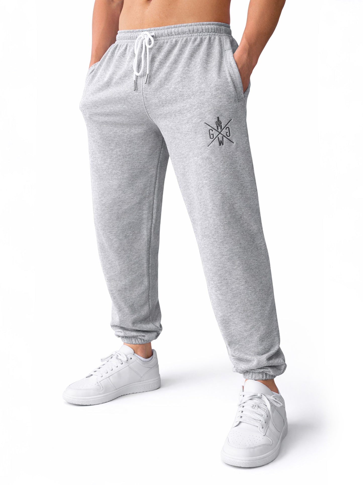 Graue Gym Generation Herren Jogginghose mit Baggy Fit aus French Terry, elastischem Bund, Kordelzug und Logo-Stick, ideal für Rest Day, Freizeit und Sommer