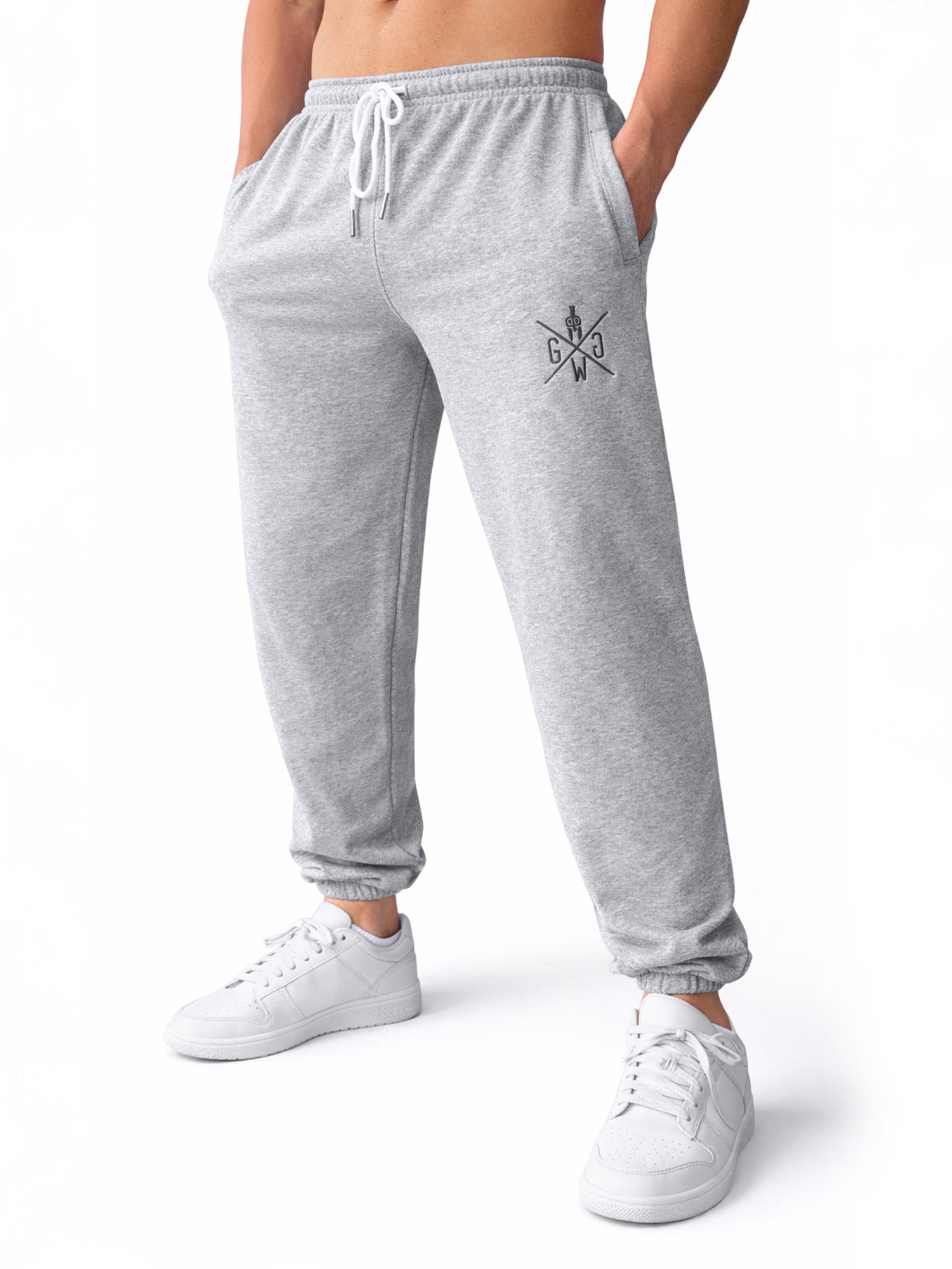 Graue Gym Generation Herren Jogginghose mit Baggy Fit aus French Terry, elastischem Bund, Kordelzug und Logo-Stick, ideal für Rest Day, Freizeit und Sommer