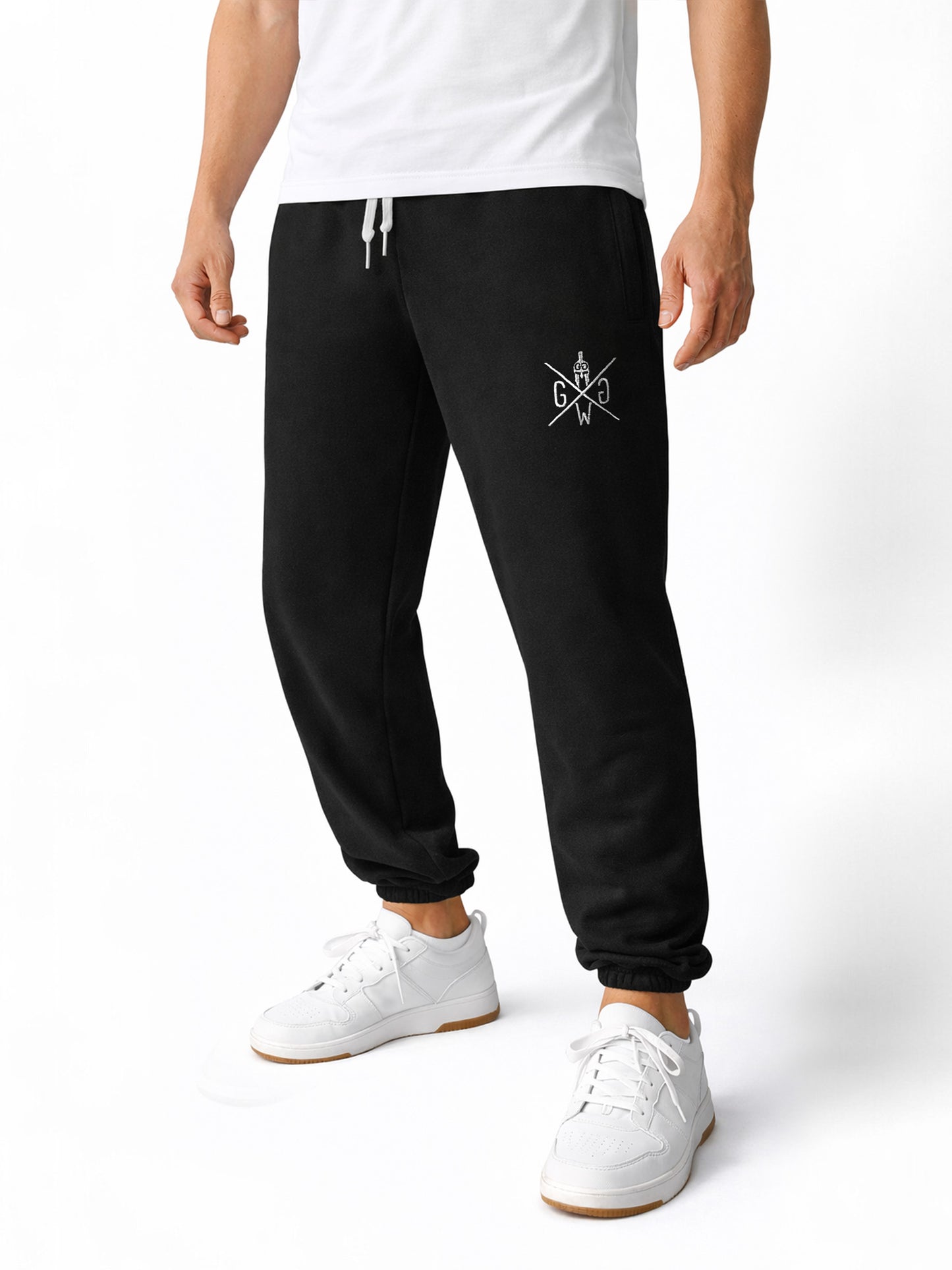 Schwarze Gym Generation Herren Jogginghose mit Baggy Fit aus French Terry, elastischem Bund und Logo-Stick, ideal für Rest Day, Freizeit und Alltag