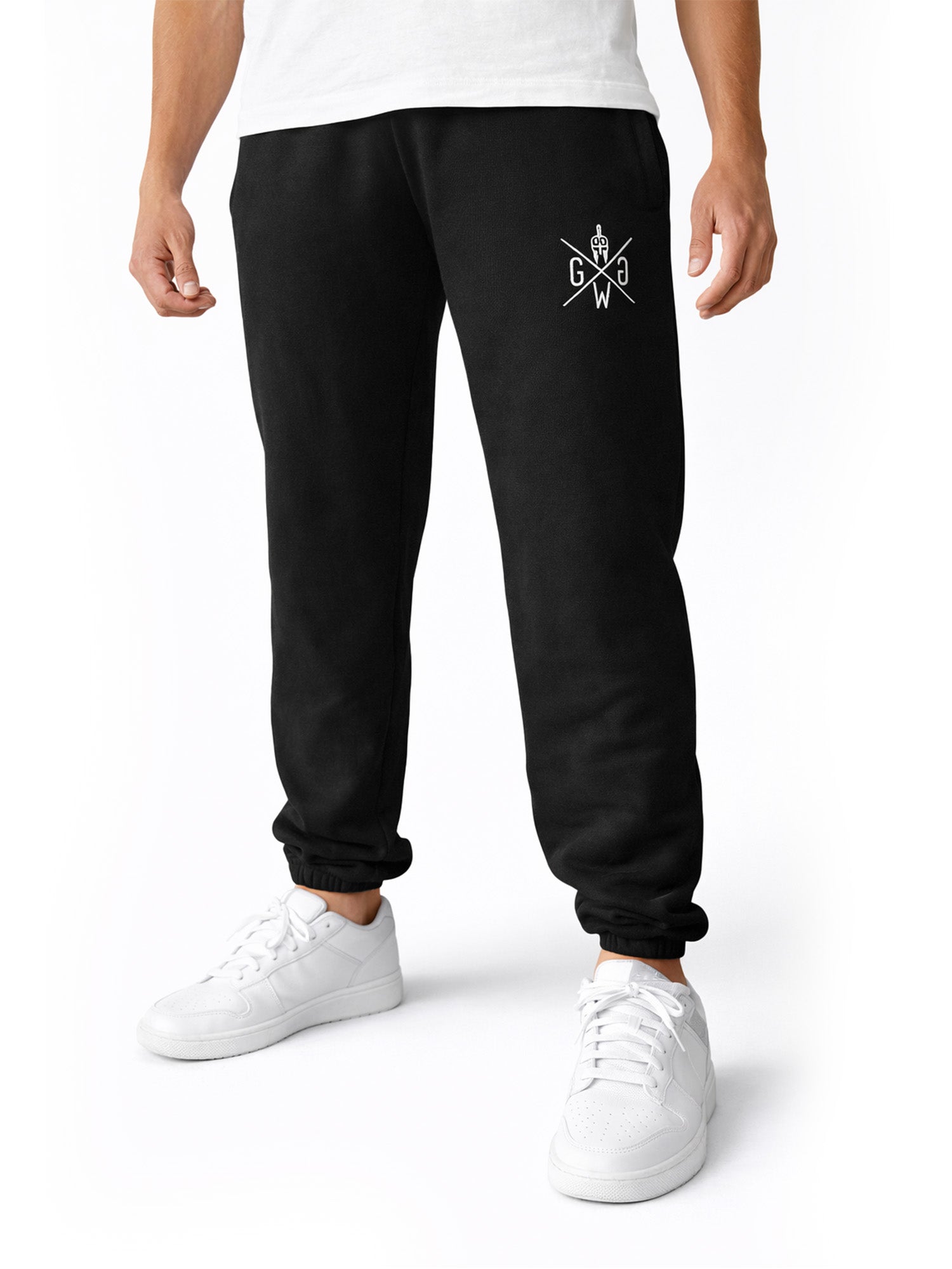 Schwarze Gym Generation Herren Jogginghose mit Baggy Fit aus French Terry, elastischem Bund und Logo-Stick, ideal für Rest Day, Freizeit und Alltag
