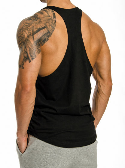 Gym Generation schwarzer Stringer für Herren in schräger Rückenansicht am muskulösen Model
