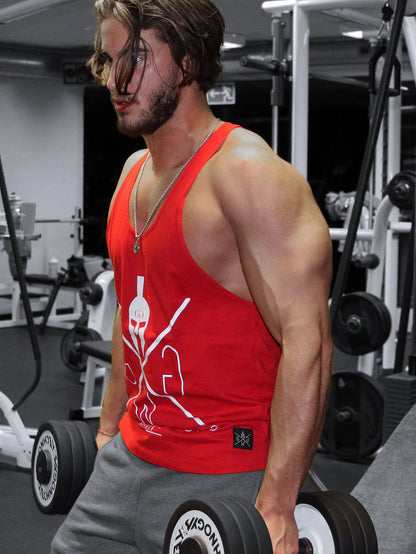 Vielseitiges und auffälliges rotes Herren Stringer Tank Top – Ideal für Training und als Streetwear