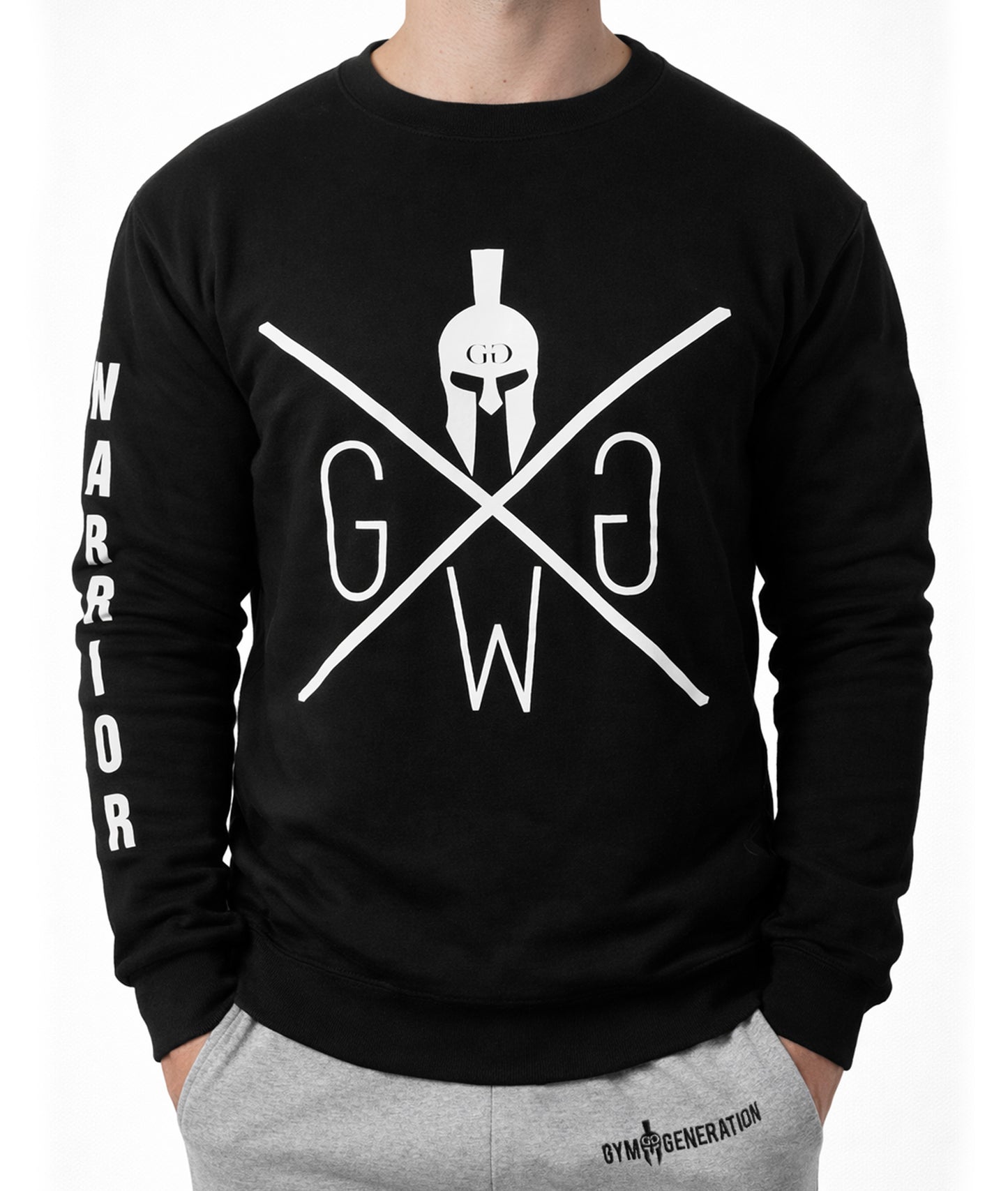 Schwarzes Gym Generation Warrior Sweatshirt für Herren mit Logo, Fitness Sweatshirt für Krafttraining und Gym Lifestyle