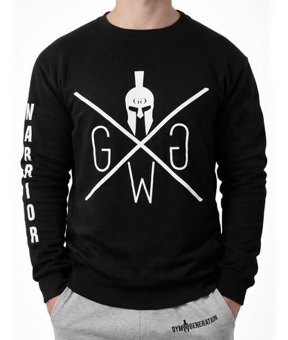 Schwarzes Gym Generation Warrior Sweatshirt für Herren mit Logo, Fitness Sweatshirt für Krafttraining und Gym Lifestyle