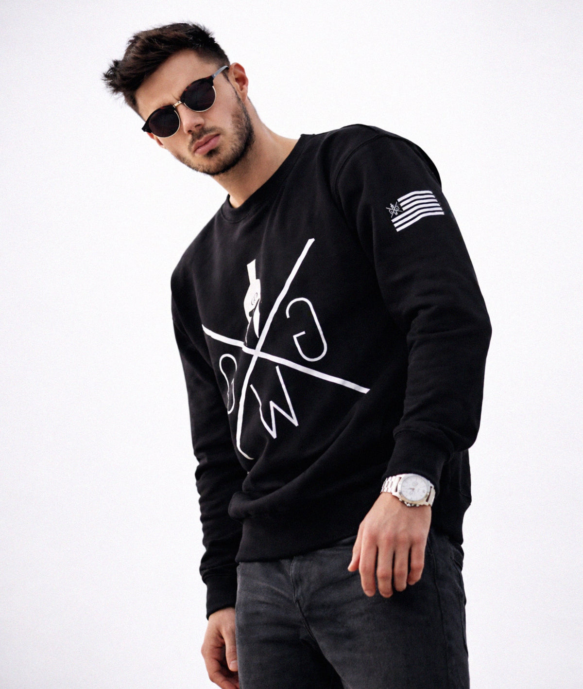 Schwarzes Gym Generation Warrior Sweatshirt Herren, Fitness Sweatshirt mit Logo, Gym und Streetwear Look Outdoor