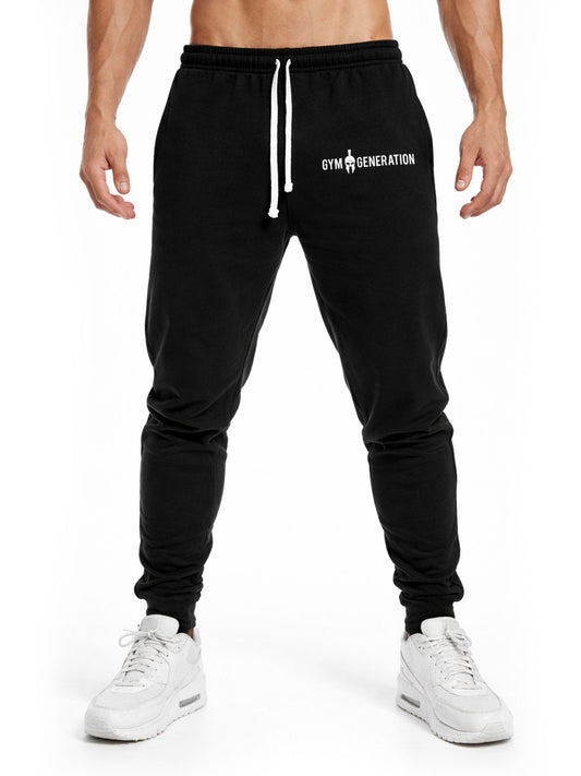 Schwarze Herren Trainingshose von Gym Generation mit Athleten-Schnitt, elastischem Bund und Kordelzug – Fitnesshose für Gym, Training und Alltag