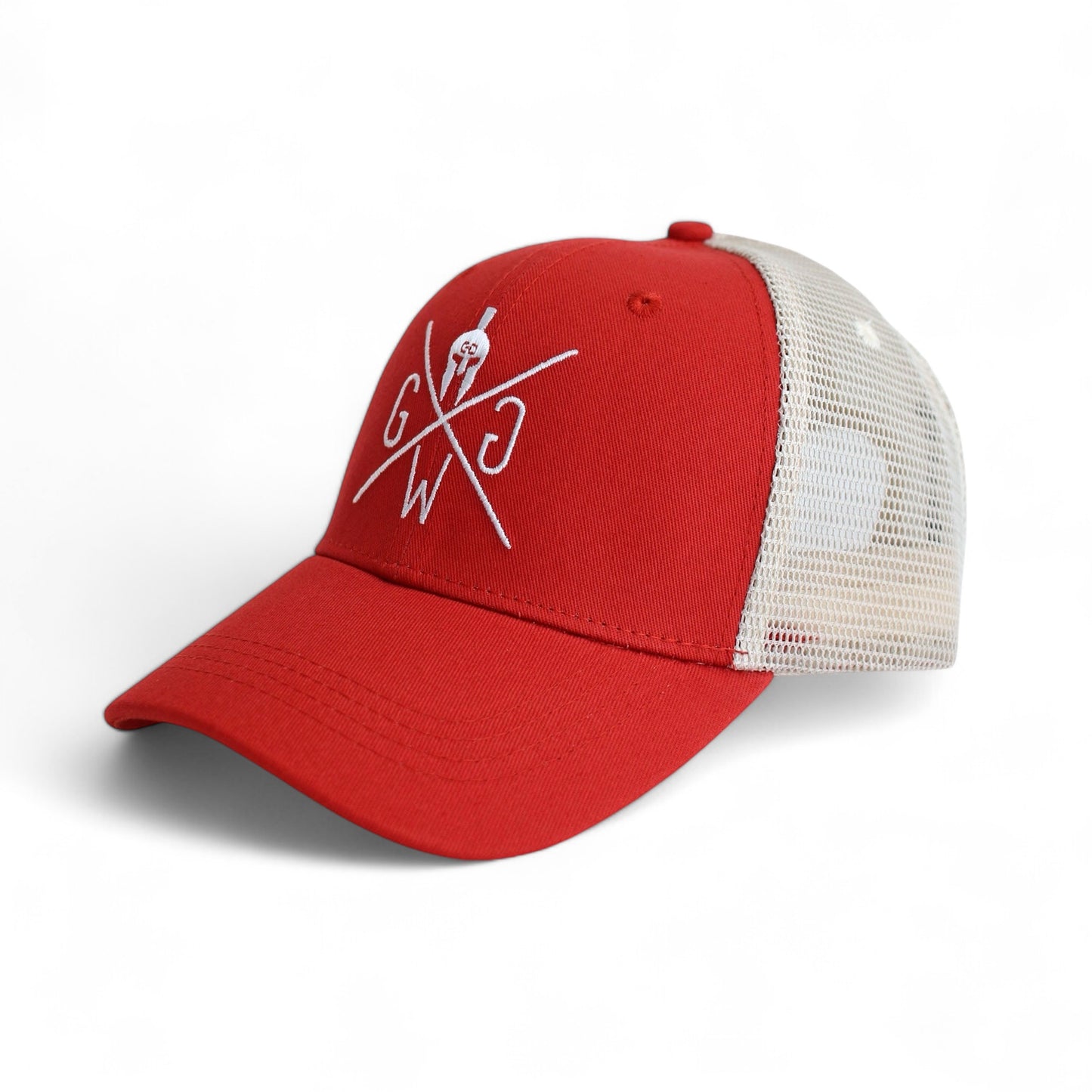 Trucker Cap in Rot von Gym Generation. Stilvolle und atmungsaktive Cap für Sport und Freizeit, perfekt für einen lässigen Look.