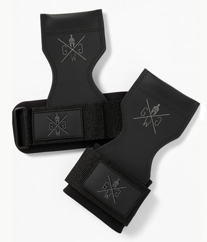 Gym Generation Lifting Grips – rutschfeste Zughilfen mit Polymer Grip Pad und Neopren Wrist Support, Flatlay-Ansicht für Krafttraining, Deadlifts, Latzug und Klimmzugübungen.